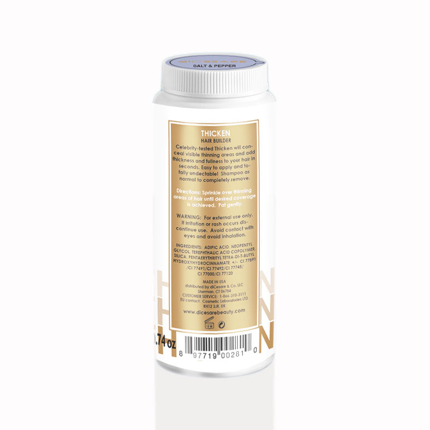 Thicken Hair Fiber -Salt & Pepper- Micro Fiber Colorant Will Camouflage Thinning Areas. Thicker Looking Hair + More Confidence in Seven Seconds!