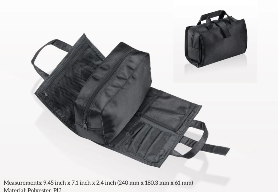 Carryall Beauty Bag with Brush Holder and Removable Pouch, Black