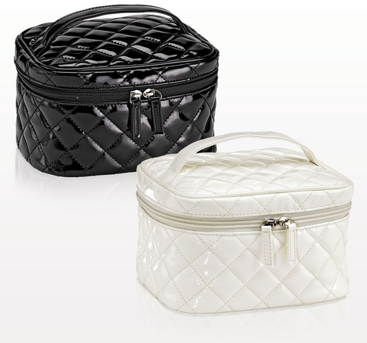 THE BLACK AND WHITE QUILTED TRAIN CASE DUO