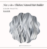 NEW! 2-n-1 Thicken Natural Hair Builder -Silver- Custom Formulation Covers Thinning Areas and Attaches to Existing Hair Appearing Thicker. 2 Sizes Available!