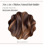 NEW! 2-n-1 Thicken Natural Hair Builder -Medium Brown- Custom Formulation Covers Thinning Areas and Attaches to Existing Hair Appearing Thicker. 2 Sizes Available!