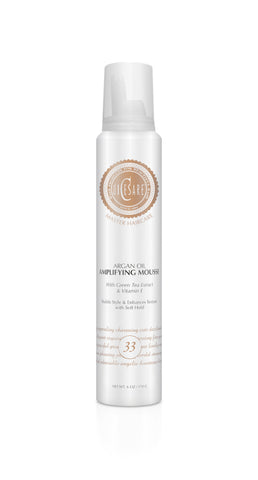 Argan Oil Amplifying Mousse –Soft, lasting control for free form styling and blow drying. Enhance texture, luster, body and shine.