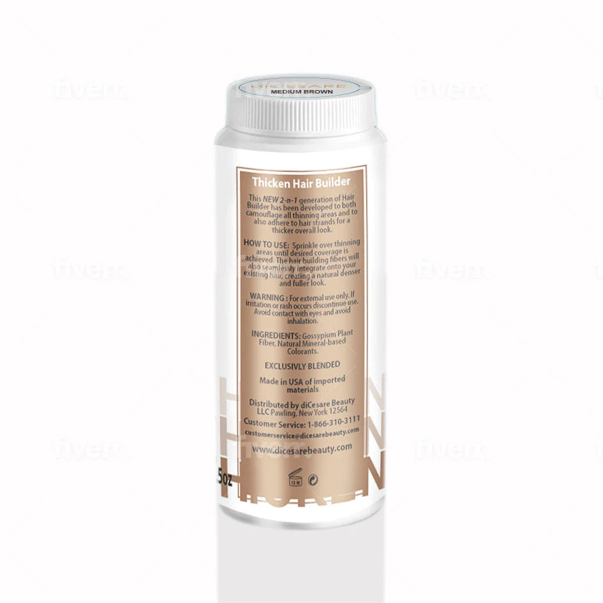 NEW! 2-n-1 Thicken Natural Hair Builder -Medium Brown- Custom Formulation Covers Thinning Areas and Attaches to Existing Hair Appearing Thicker. 2 Sizes Available! 10.00% Off Auto renew